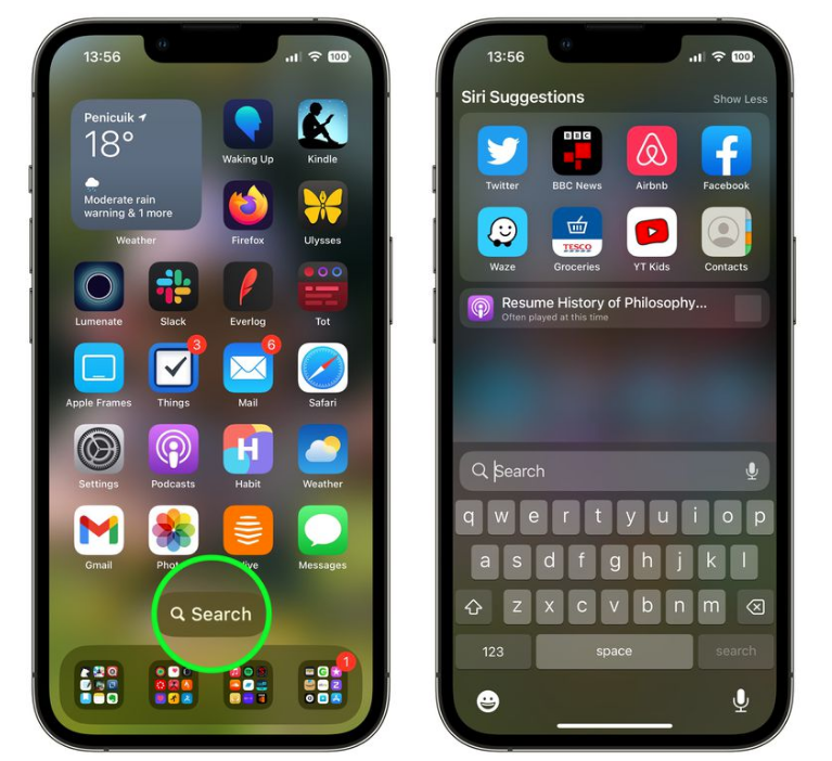 盐源苹果手机维修分享升级到 iOS 16 后，如何删除主屏幕上的搜索按钮 