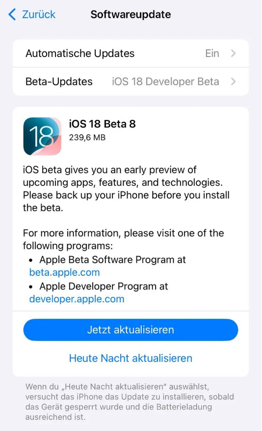 盐源苹果手机维修分享苹果 iOS / iPadOS 18 开发者预览版 Beta 8 发布 